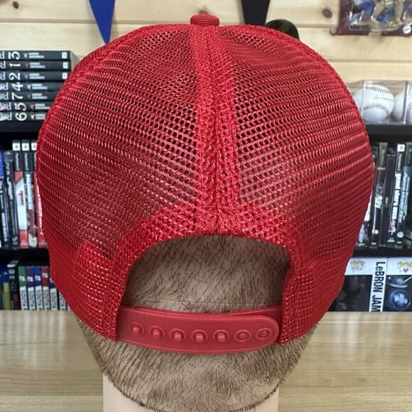 Vintage Washington Capitals NHL Snapback Hat Red White Mesh Foam - Picture 4 of 6